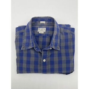 J. Crew Men’s Shirt Button Down Gingham Plaid  Sz L Gray & Blue